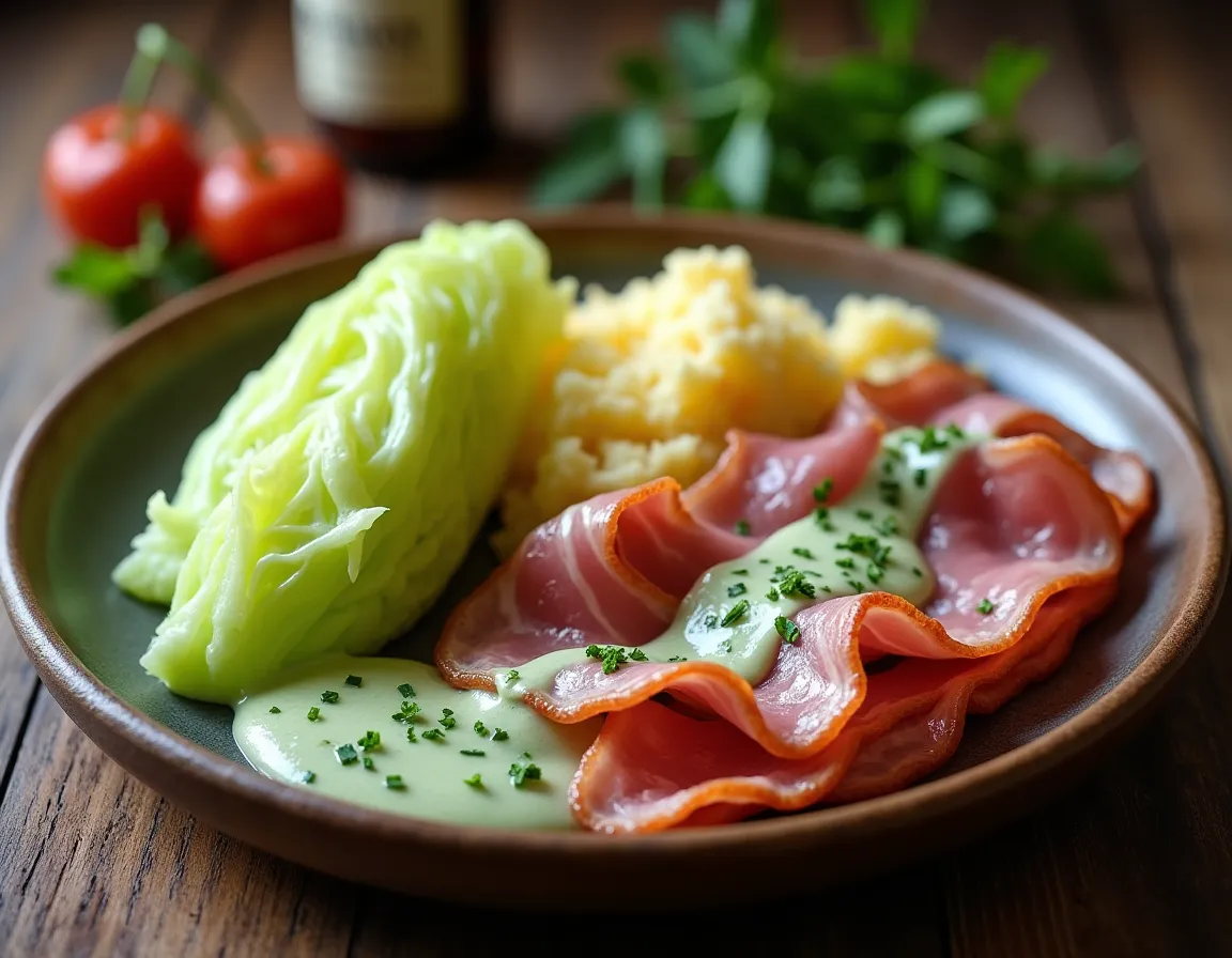 Bacon and Cabbage with Mustard Sauce