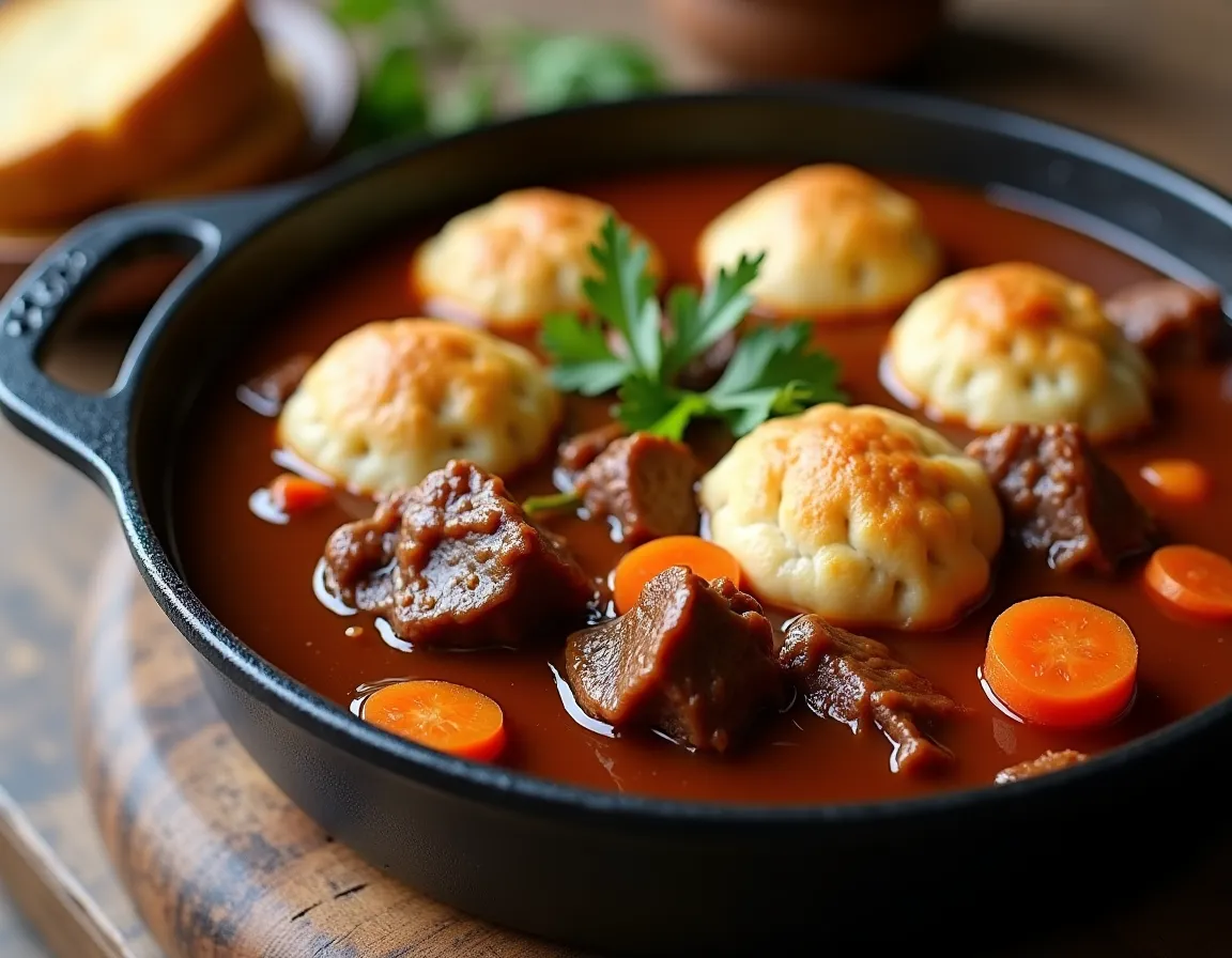 Beef & Guinness Stew with Bacon Dumplings